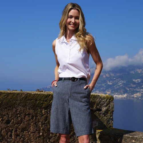 Short Chino Femme Lands' End - Taille 8 - Bleu Jean - Très Bon état
