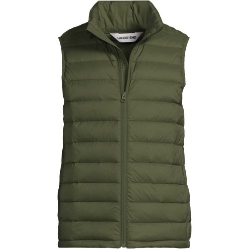 Gilet Homme Lands' End Quilté - Taille 42-44 - Vert - Duvet D'Oie - Boutons Pression