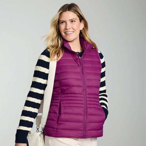 Gilet Duvet Blanc Femme LANDS' END - Taille M/T 10-12 - Neuf Avec étiquettes - Chaud Et Léger