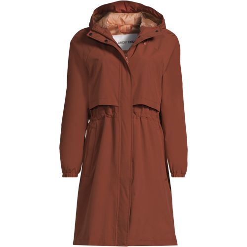 Manteau Imperméable Lands' End Femme - Taille S (6-8) - Noir Avec Capuche - Occasion Comme Neuf