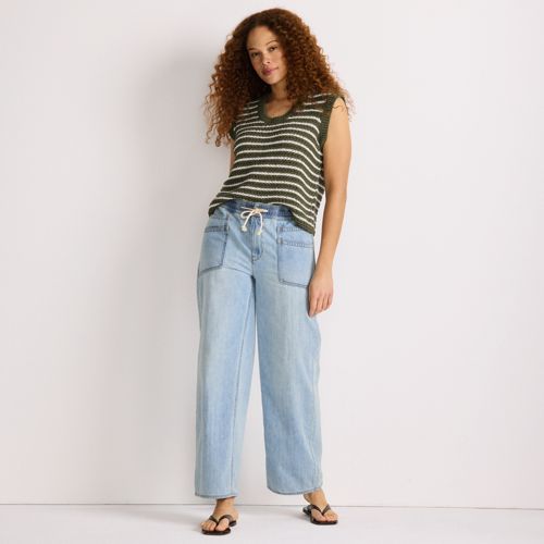 Pantalon Cropped Décontracté Lands' End - Imprimé Jardin Coloré, Taille 4P (Petites), Mi-hauteur, Occasion Très Bon état