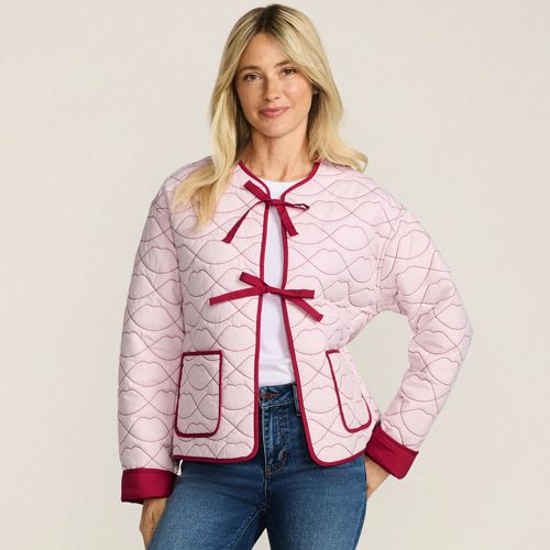 Doudoune Matelassée Légère Femme Lands' End, Taille M, Vert - Nylon Et Duvet - Neuf Sans étiquette