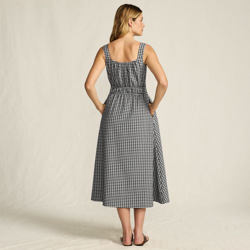 Jupe Femme Lands' End – Bleu Géométrique, Coton, Ligne A, Taille 18 (très Bon état)