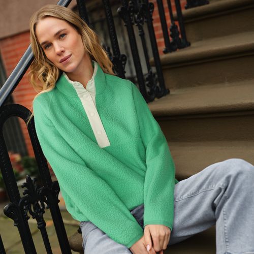 Gilet manches courtes effet polaire vert foncé femme | Cache Cache